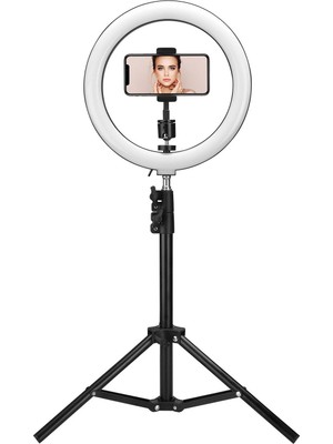 Gaman 10 Inç 210 cm Tripodlu Ring Light 5500K Led Işıklı Tripod Selfie Makyaj Işığı 