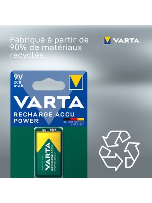 Ata Elektronik VARTA 9V 200MAH Şarjlı 9 Volt Kare Pil Tekli Blister 1 Adet Kare 9 Volt Şarz Edilir Pil