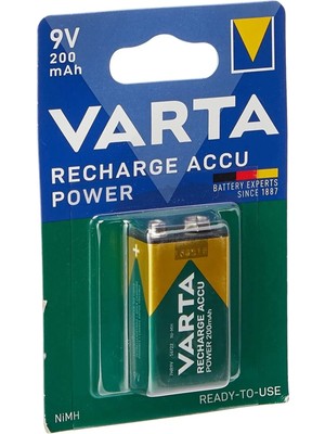 Ata Elektronik VARTA 9V 200MAH Şarjlı 9 Volt Kare Pil Tekli Blister 1 Adet Kare 9 Volt Şarz Edilir Pil