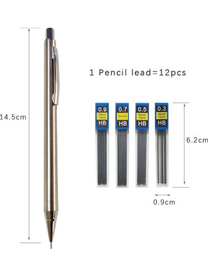 0.5 Kalem ve Kurşun Yaratıcı Metal Mekanik Kurşunkalemler Basit Öğrenciler Yazma Kroki Boyama Kalemler 0.3/0.5/0.7/0.9/2.0mm Kurşun Yazma Malzemeleri (Yurt Dışından)