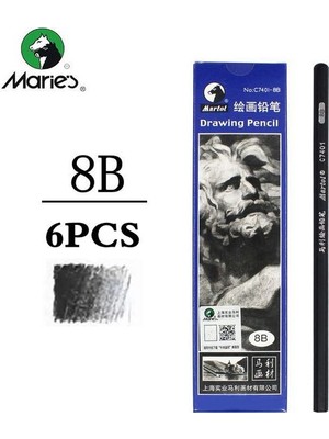 8b-6pcs Maries Profesyonel Kroki Kalem Çizim Hb 2h B 2b 3b 4b 5b 6b 7b 8b 10B 12B 14B Yumuşak Orta Sert Kömür Sanat Kırtasiye (Yurt Dışından)