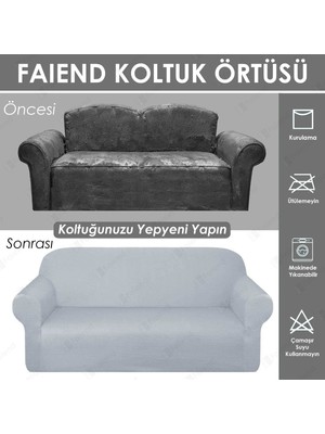 Faiend Likrali esnek 3 kişilik Chester koltuk kılıfı streç lastikli çekyat kanepe örtüsü Modern Koltuk kılıfı balpeteği açık gri