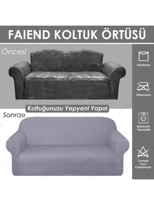 Faiend Likrali esnek 3 kişilik Chester koltuk kılıfı streç lastikli çekyat kanepe örtüsü Modern Koltuk kılıfı balpeteği gri