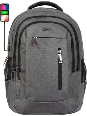 Case Club Laptop Sırt Çantası 15,6" - 16 " Inç USB Aparat Darbe Emici Koruma Su Geçirmez Kumaş