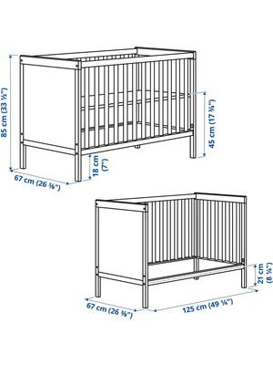 IKEA Bebek Karyolası Açık Gri Renk 60X120 cm Bebek Beşik