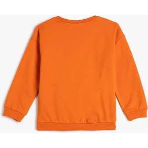 Baskılı Sweatshirt Şardonlu Bisiklet Yaka Pamuklu