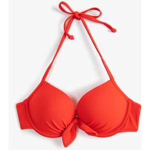 Push Up Bikini Üstü Dolgulu Balenli Boyundan Bağlamalı