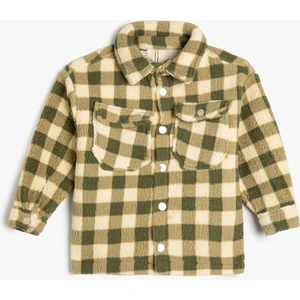 Ekose Peluş Gömlek Ceket Cepli