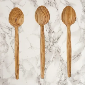 Ratek Ahşap %100 Zeytin Ağacı El Yapımı 2 Parça Tahta Kaşık Büyük Boy Tencere Kaşığı