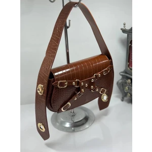 Kroko Manc Model Kadın Büyük El ve Omuz Çantası