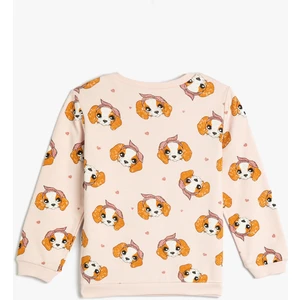 Sweatshirt Köpek Baskılı Bisiklet Yaka Pamuklu