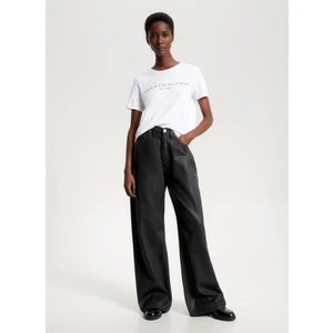 Tommy Hilfiger Bisiklet Yaka Baskılı Beyaz Kadın T-Shirt WW0WW40276YCF