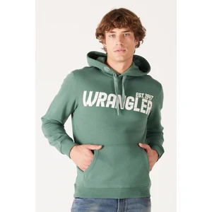 Regular Fit Normal Kesim Kapüşonlu İçi Polarlı Yeşil Sweatshirt