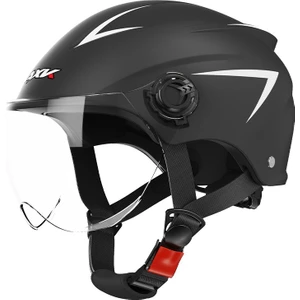 Elektrikli Motosiklet Kaskı Erkek ve Kadın Yarım Kask Her Mevsim-Siyah (Yurt Dışından)
