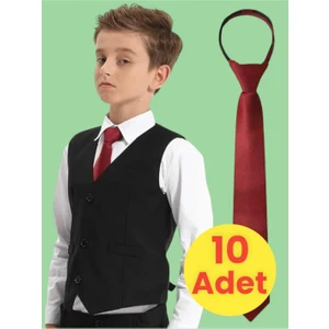 Unisex 5 - 10 Yaş Çocuk Lastikli Kravat 10 Adet