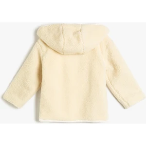 Basic Peluş Ceket Kapşonlu Uzun Kollu Fermuarlı