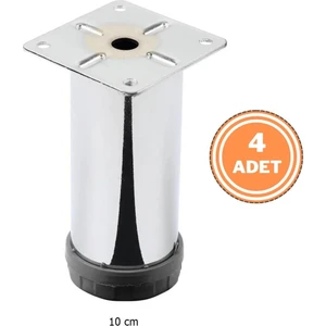 4 Adet Mobilya Ayağı Metal 10 cm Alttan Ayarlı 42 mm Krom Ayak