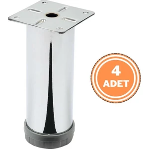 4 Adet Mobilya Ayağı Metal 12 cm Alttan Ayarlı 42 mm Krom Ayak
