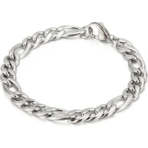 6 mm. Figaro Gri Çelik Erkek Bileklik et85by-6