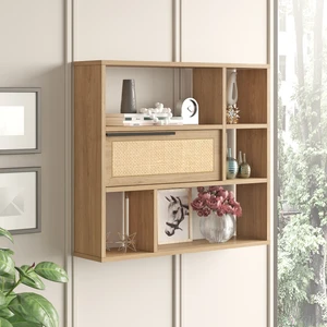 Ocean Duvar Rafı Kitaplık Kapaklı Uv Baskı Sepet-Jüt On5-Su