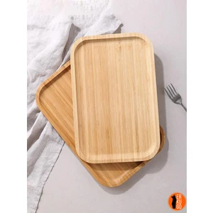 2 Adet Bambu Dikdörtgen Servis Tabağı Sunum Seti 30 x 20 cm