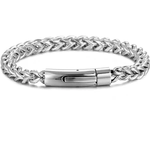 Zincir Model 6 Mm. Gri Paslanmaz Çelik Erkek Bileklik EU03BY