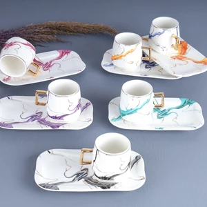 6 Kişilik Renkli Türk Kahve Fincanı 90 ml