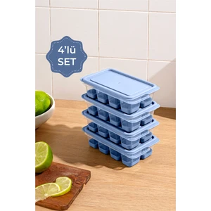 4lü Silikon Buz Kalıbı 8 Bölmeli Mavi