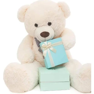 90 cm Papyonlu Sevimli Peluş Şaşkın Ayı - Sevgiliye Özel Hediye