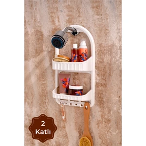 2 Katlı Şampuanlık Banyo Düzenleyici Beyaz