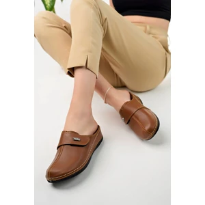 Gimer Avm Ortopedik Ped Burnu Kapalı Cırtlı Taba Terlik