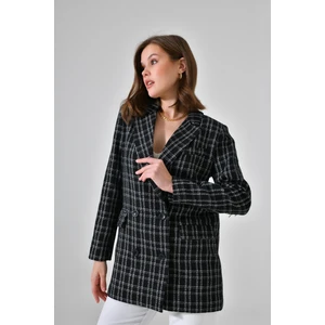 Siyah Premium Oversize Dokuma Blazer Ceket