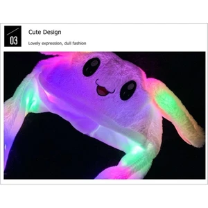 Shiva Gift&More Kulakları Hareketli Işıklı Tavşan Şapka Peluş Oyun Arkadaşı 3 Modlu LED Sevimli Işıklı Şapka