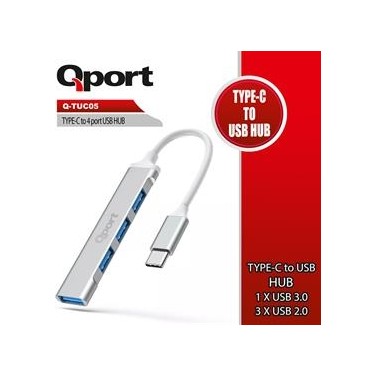 CQT、CQ 4+ Qport Q-TUC05 Type-C To 4 Port Metal USB Çoklayıcı Fiyatı