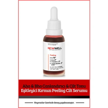 New Well Aha & Bha Canlandırıcı & Cilt Tonu Eşitleyici Kırmızı Peeling Cilt Serumu 30