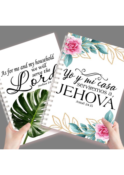 Stil 2 A5 A5 Spiral Defter Baskı Ispanyolca Incil Alıntı Josue 24 15 -Yo Y Mi Casa Serviremos A Jehová - Hıristiyan Not Defteri Yazma Pedi (Yurt Dışından)