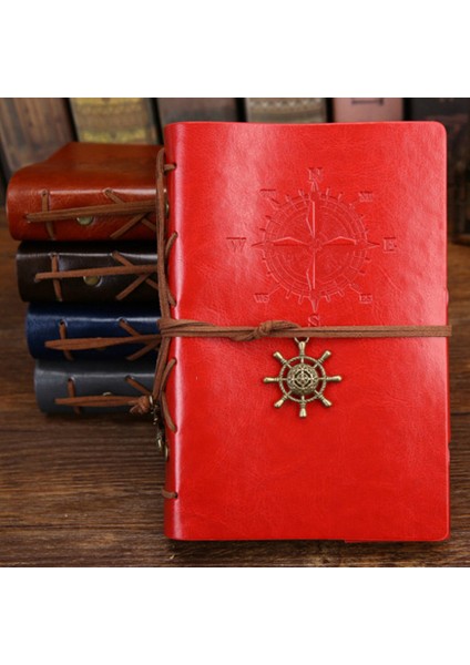 Mavi A7 105X145MM Spiral Defter Günlüğü Not Defteri Vintage Korsan Çapalar Pu Deri Not Defteri Değiştirilebilir Kırtasiye Hediye Gezgin Dergisi (Yurt Dışından)