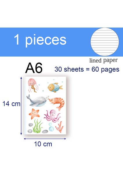 13 A6 A6 Defter Cep Boyutu - Fil Zürafa Zebra Aslan Panda Capybara Tembellik Unicorn Kedi Kawai Sevimli Not Defteri Yazma Notu Için (Yurt Dışından)
