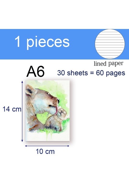 28 A6 A6 Defter Cep Boyutu - Fil Zürafa Zebra Aslan Panda Capybara Tembellik Unicorn Kedi Kawai Sevimli Not Defteri Yazma Notu Için (Yurt Dışından)