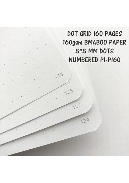 Flamingo 160 Numaralı Sayfa Buke 5X5MM Günlük Nokta Gird Defter 160 Sayfa, Boyut 5.7x8.2 Inç, 160GSM Ultra Kalın Bambu Kağıt Dıy Bujo Planlayıcısı (Yurt Dışından)