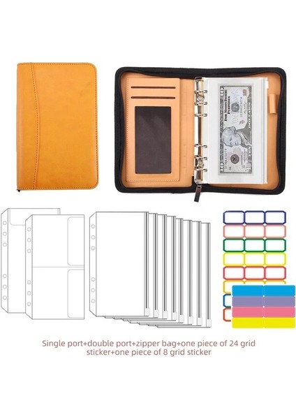Sarı Bir Set A6/a5 Iş Pu Deri Klasör Padfolio Bütçe Bağlayıcı Nakit Zarf Organizatör Temizle Fermuarlı Bütçe Sayfaları Hesap Makinesi ile (Yurt Dışından)