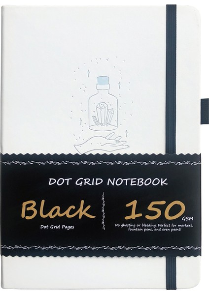 Beyaz 150G Siyah Kağıt 150GSM Siyah Kağıt Mermi Noktalı Defter 160 Sayfa Nokta Izgara Dergisi 5*5mm Beyaz Noktalar (Yurt Dışından)