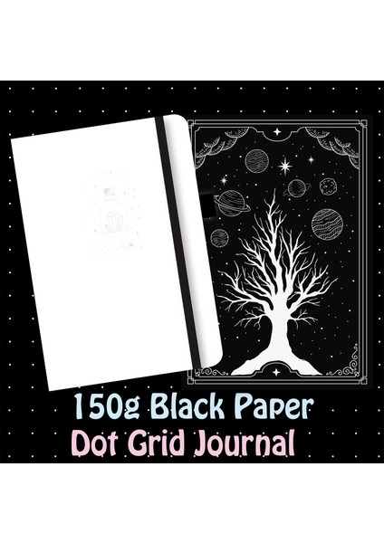 Beyaz 150G Siyah Kağıt 150GSM Siyah Kağıt Mermi Noktalı Defter 160 Sayfa Nokta Izgara Dergisi 5*5mm Beyaz Noktalar (Yurt Dışından)