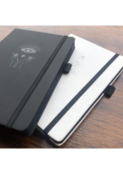 Beyaz 150G Siyah Kağıt 150GSM Siyah Kağıt Mermi Noktalı Defter 160 Sayfa Nokta Izgara Dergisi 5*5mm Beyaz Noktalar (Yurt Dışından)