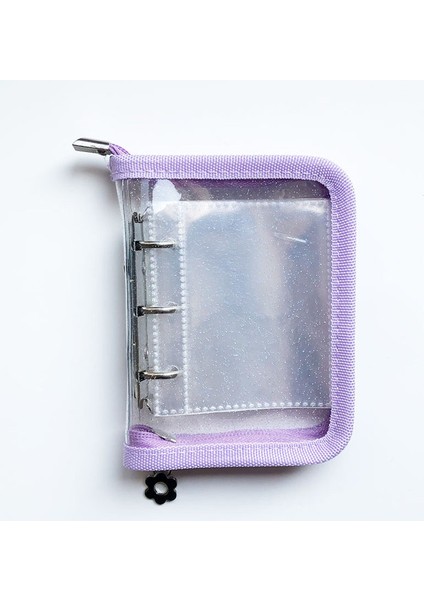 Mor WITH10SHEETS Mini 3 Delik Spiral Defter 3 Delik Gevşek Yaprak Bağlayıcı Planlayıcısı Pvc Şeffaf Günlüğü Pp Kağıt Zip Çanta Aksesuarları (Yurt Dışından)