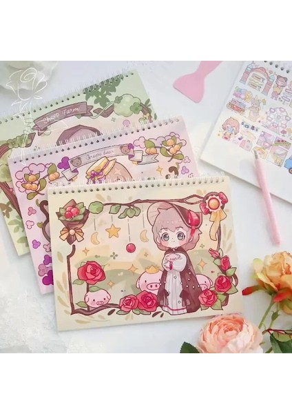 Bjb-Xnqlxz-02 80 Sayfa Büyük Sevimli Karikatür Çift Taraflı Yayın Kağıt Defter B5 Sevimli Etiket El-Boyalı Çizim Kitabı Kawaii Kırtasiye (Yurt Dışından) fiyatları