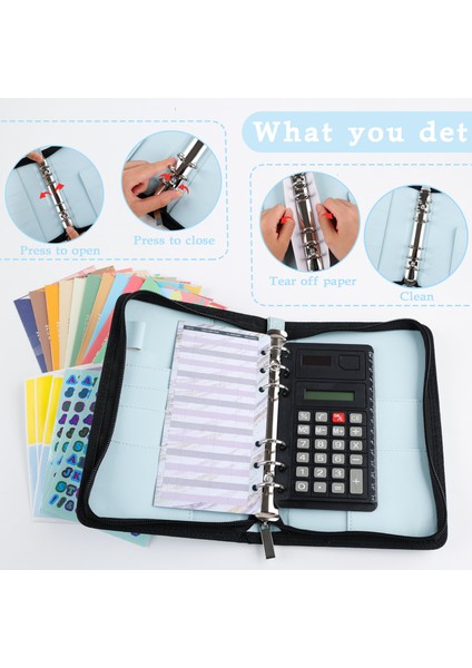 Bütçe Kartı A6 Glitter El Fermuarlı Çanta Gevşek Yaprak Bağlayıcı Defter Iç Çekirdek Kapak Not Defteri Planlayıcısı Ofis Kırtasiye Malzemeleri (Yurt Dışından) indirimleri