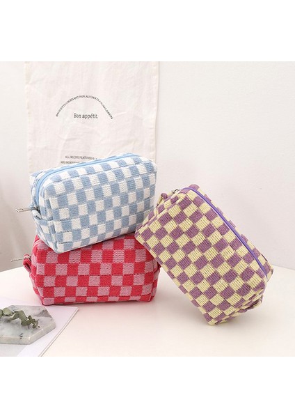 A3 Yenı Ins Dama Tahtası Örme Kalem Kutusu B Kapasiteli Kalem Çantası Fermuar Sabit Organzier Daliy Dudaklar Makyaj Depolama Sabit (Yurt Dışından) indirimleri