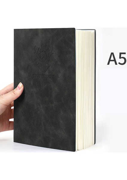 Siyah Süper Kalın Günlük Defter Günlük Iş Ofis Çalışma Kitabı 360 A5 Basit Üniversite Günlüğü Okul Malzemeleri Sayfaları Yatay Çizgi (Yurt Dışından)