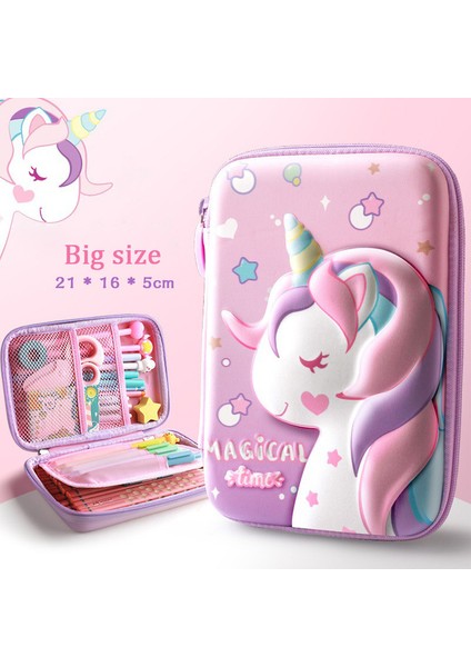 Unicorn Pembe-Büyük Unicorn 3D Eva Kalem Kutusu Kawaii Su Geçirmez Kalem Kutusu Kızlar Için Karikatür Büyük Kapasiteli Okul Malzemeleri Sevimli Kırtasiye Çanta Hediyeler (Yurt Dışından)
